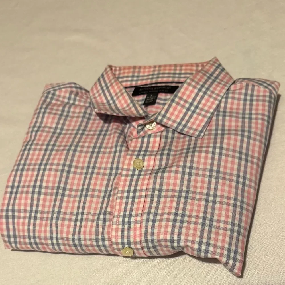 Bundle BANANA REPUBLIC  LOT 2‎ Men Large Blue and pinkish red blue plaid  Shirt